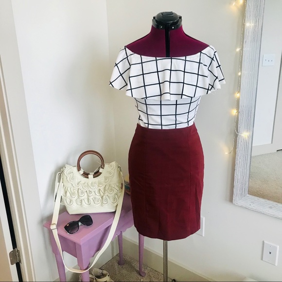 Burgundy H&M Pencil Skirt - Picture 2 of 7